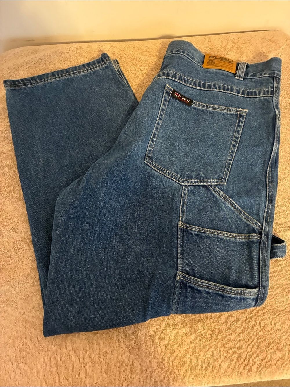 FUBU Men's Relaxed Fit Carpenter Jeans size 44 in Medium Blue Denim